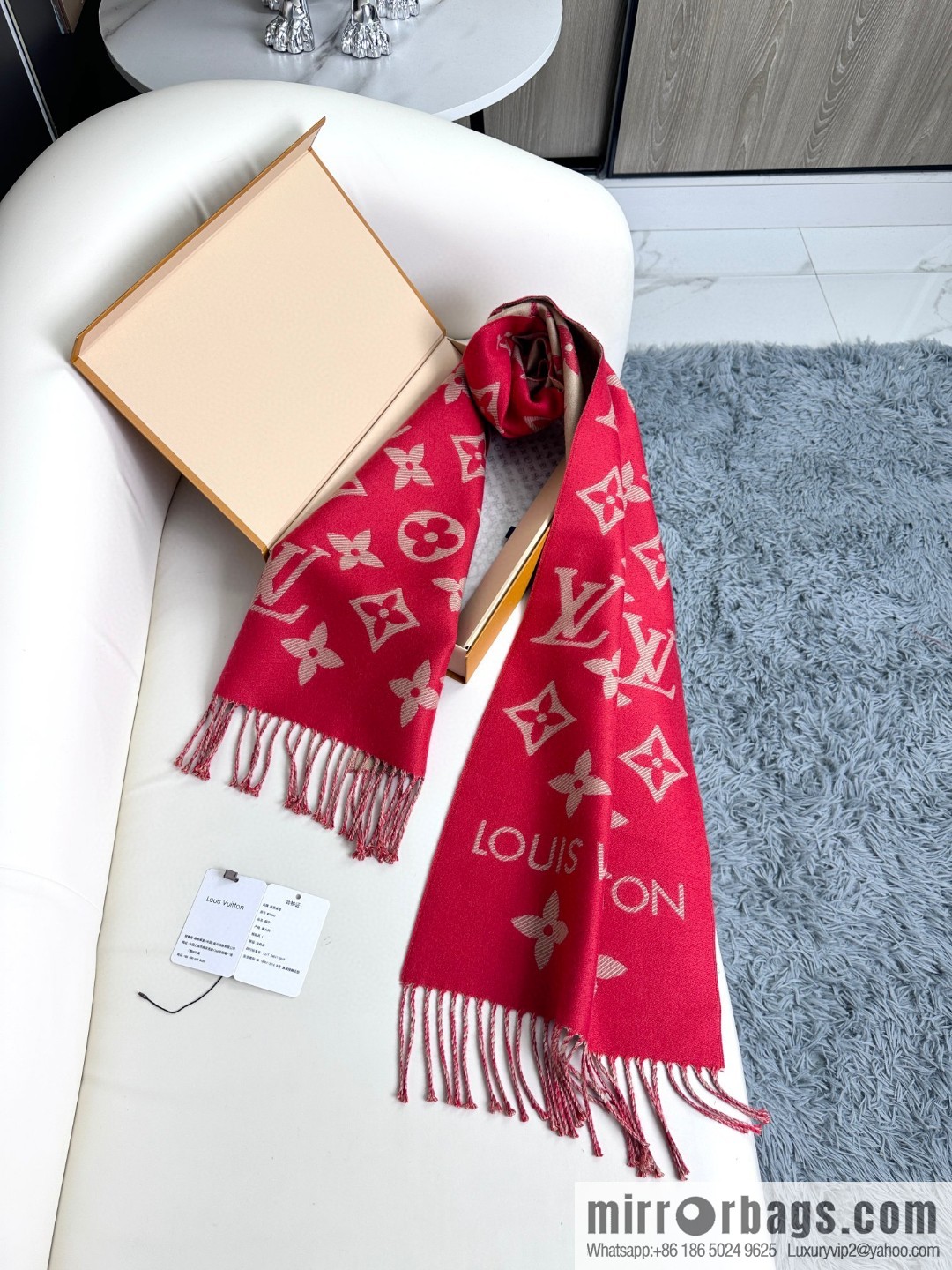 LV Monogram pattern, wool towel