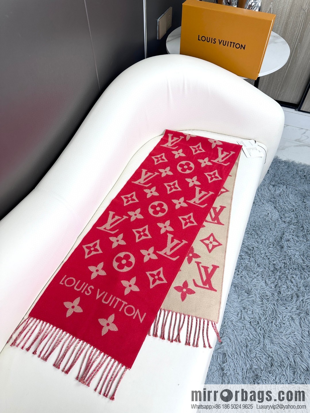 LV Monogram pattern, wool towel