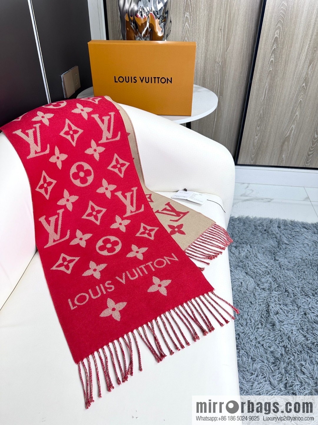 LV Monogram pattern, wool towel