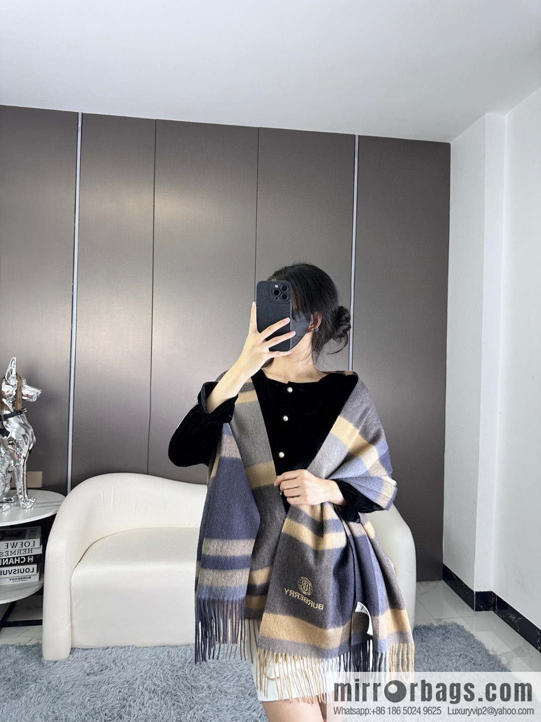 Burberry 2024 counter latest water ripple earth standard top cashmere shawl scarf