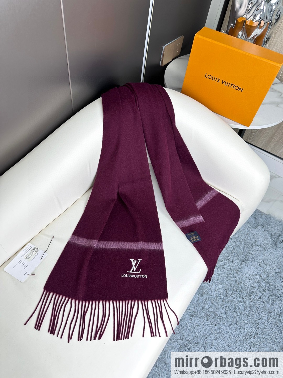 LV embroidery classic plain design scarf