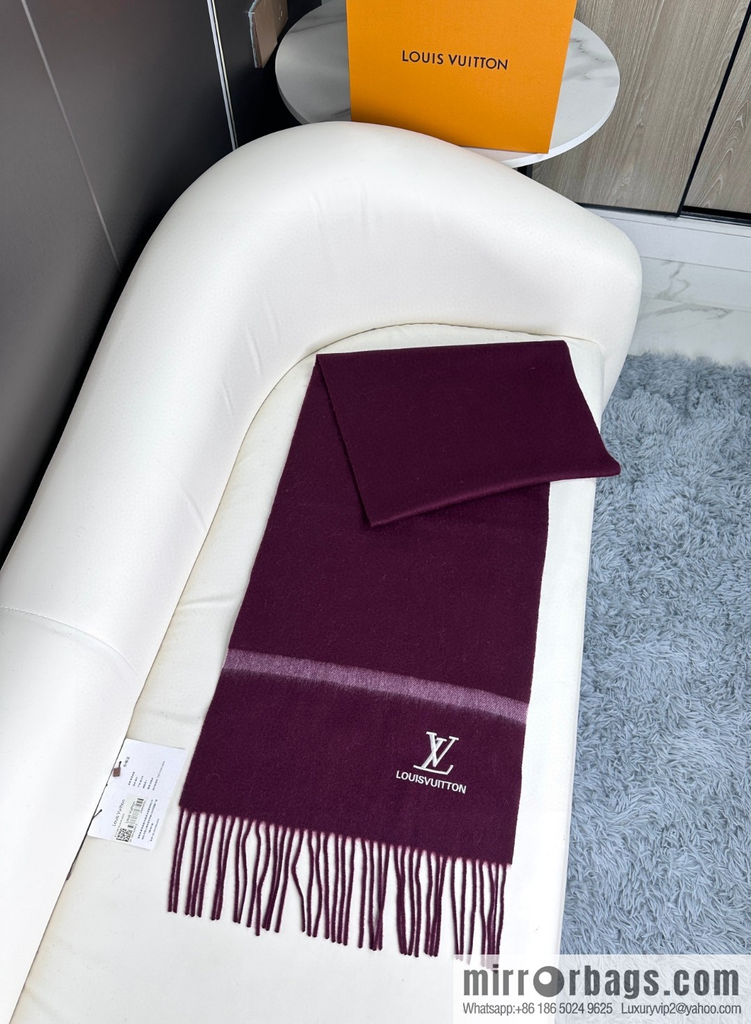LV embroidery classic plain design scarf