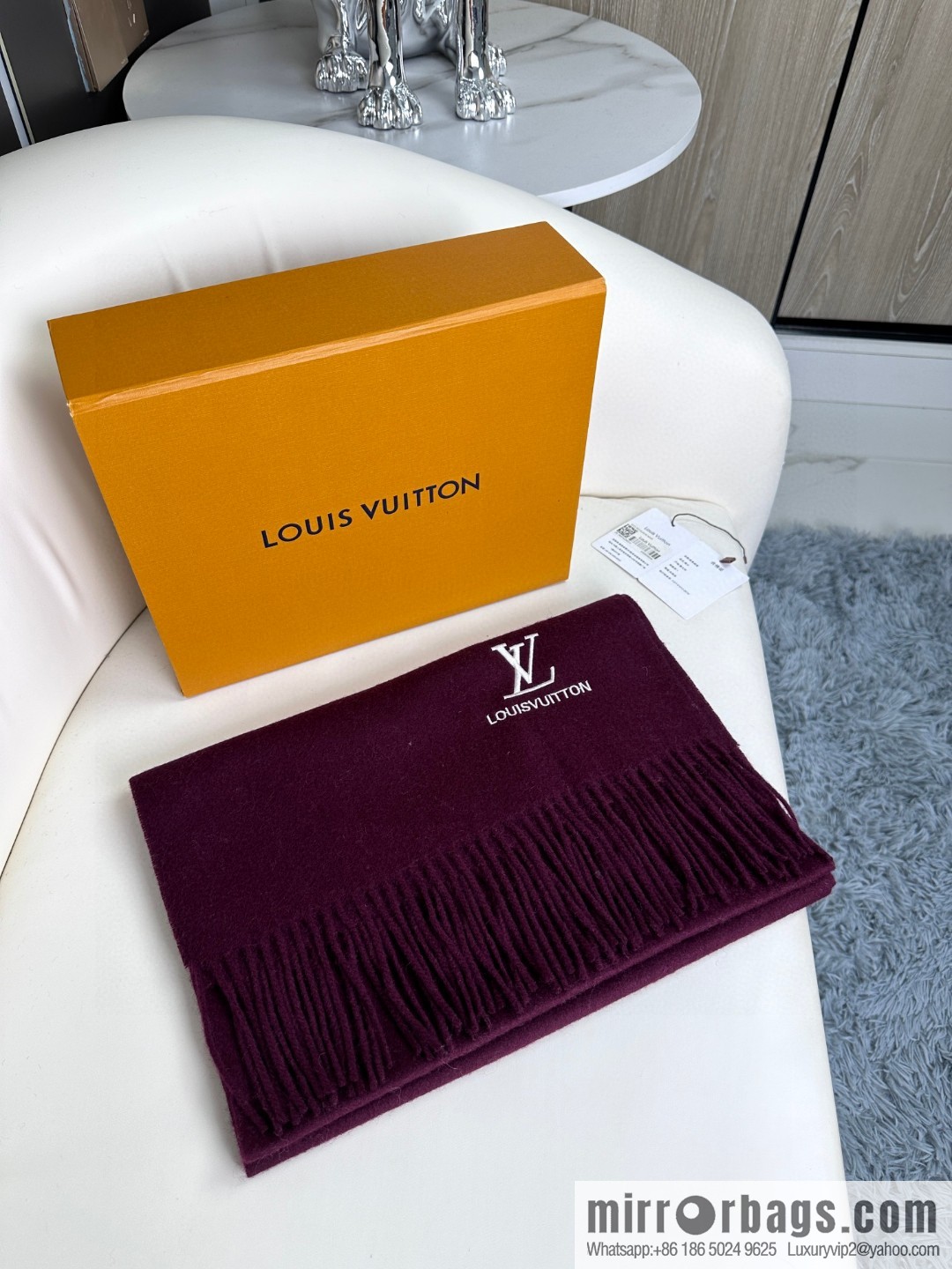 LV embroidery classic plain design scarf
