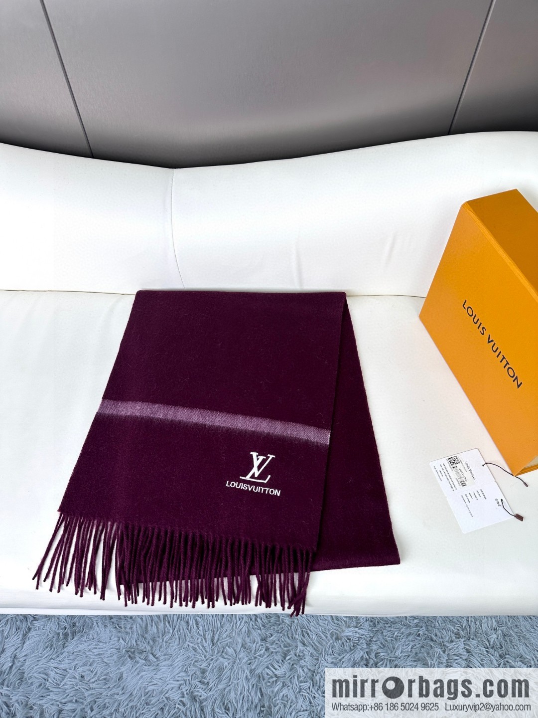 LV embroidery classic plain design scarf