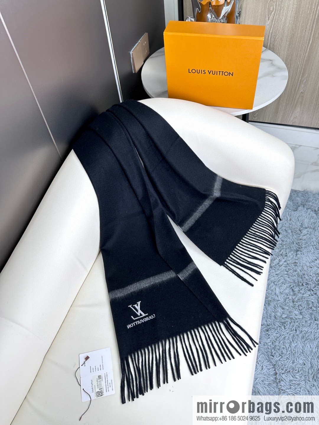 LV embroidery classic plain design scarf