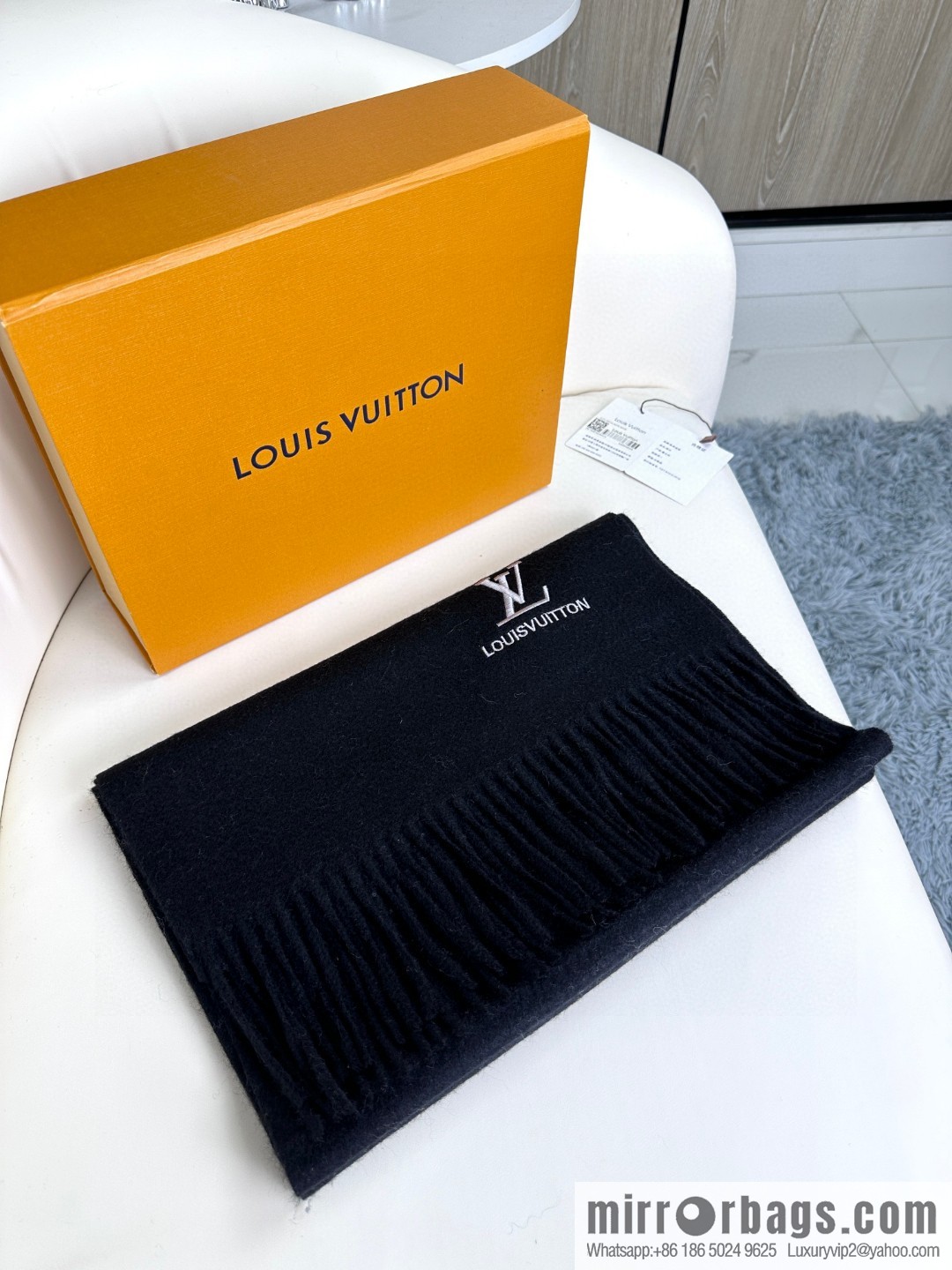 LV embroidery classic plain design scarf