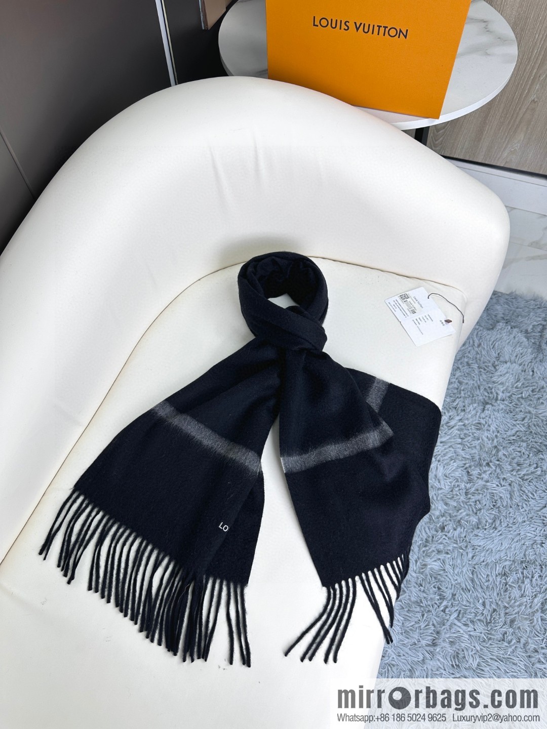 LV embroidery classic plain design scarf