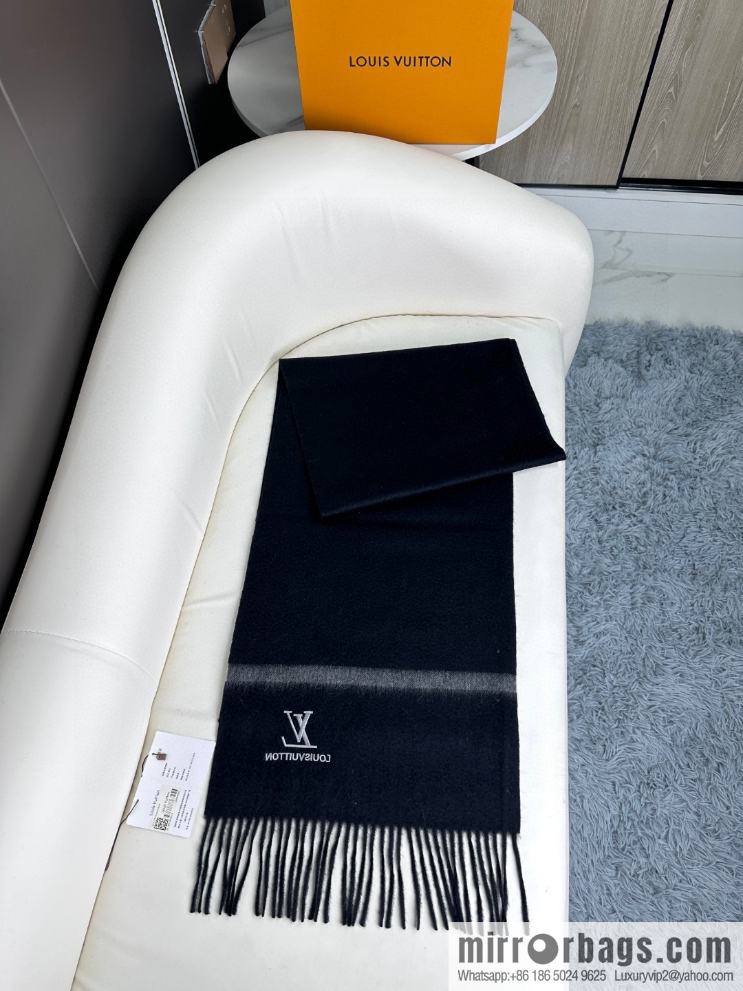 LV embroidery classic plain design scarf