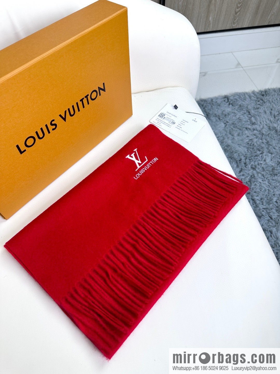 LV embroidery classic plain design scarf