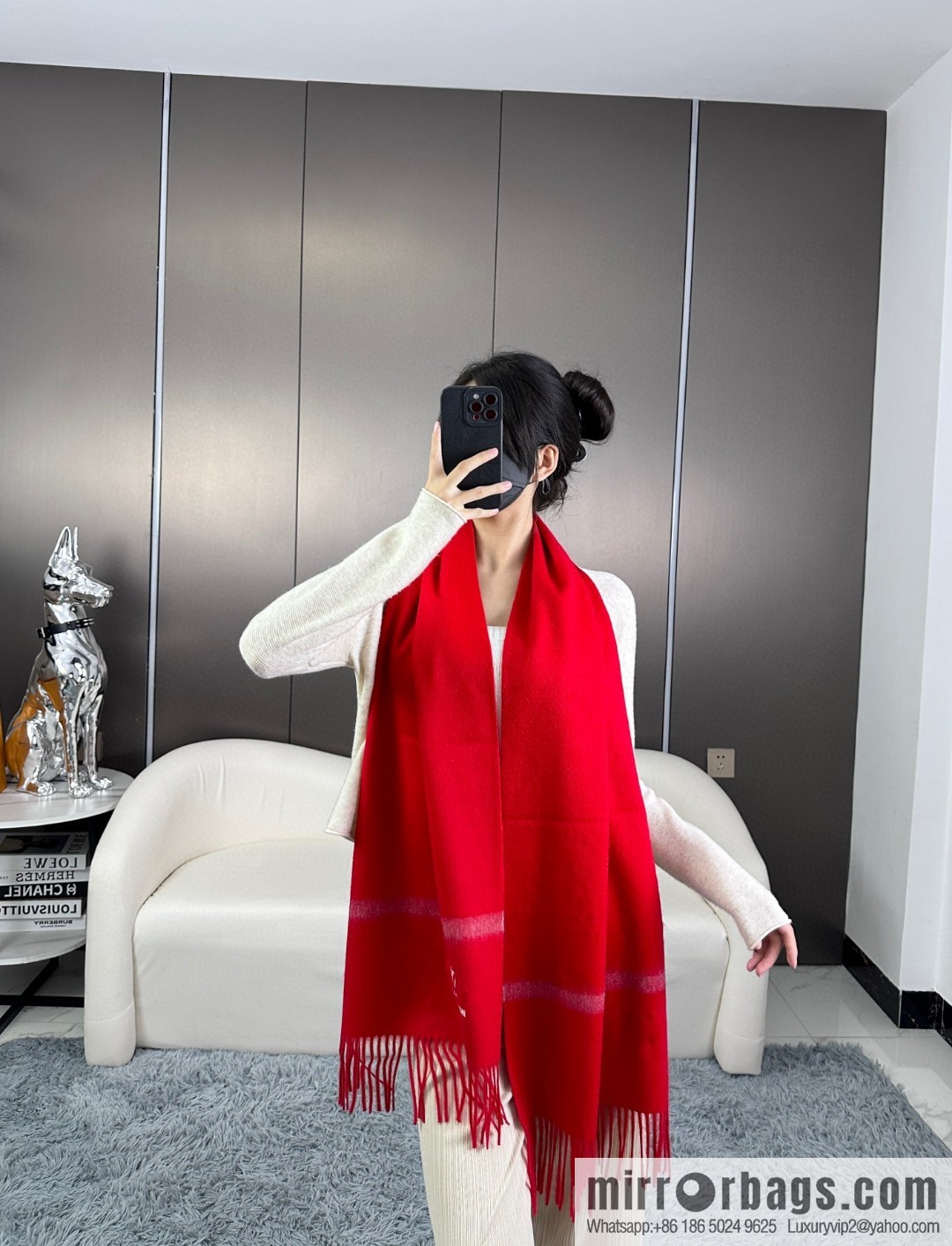 LV embroidery classic plain design scarf
