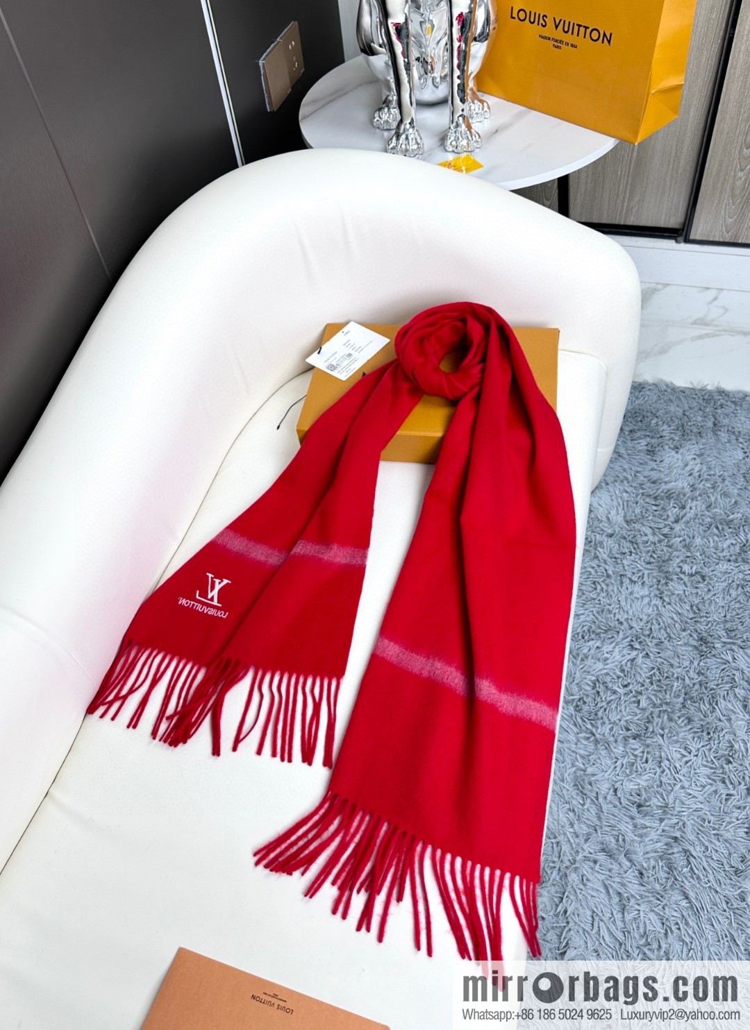 LV embroidery classic plain design scarf
