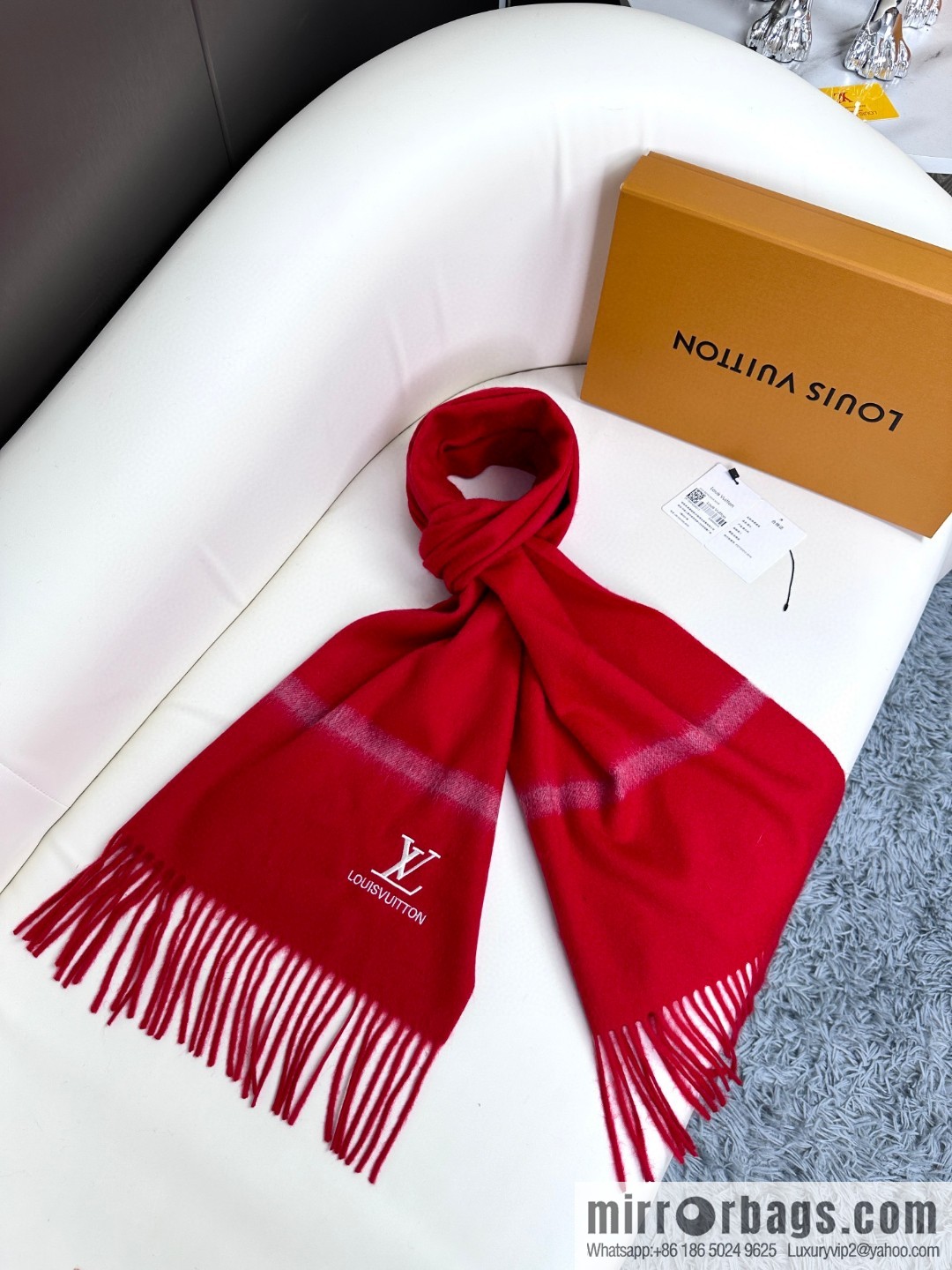 LV embroidery classic plain design scarf
