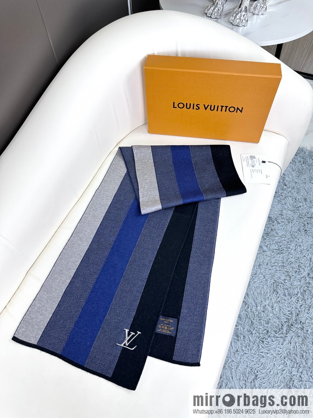 LV 2023 Classic Plaid Jacquard, High-end Men's Scarf
