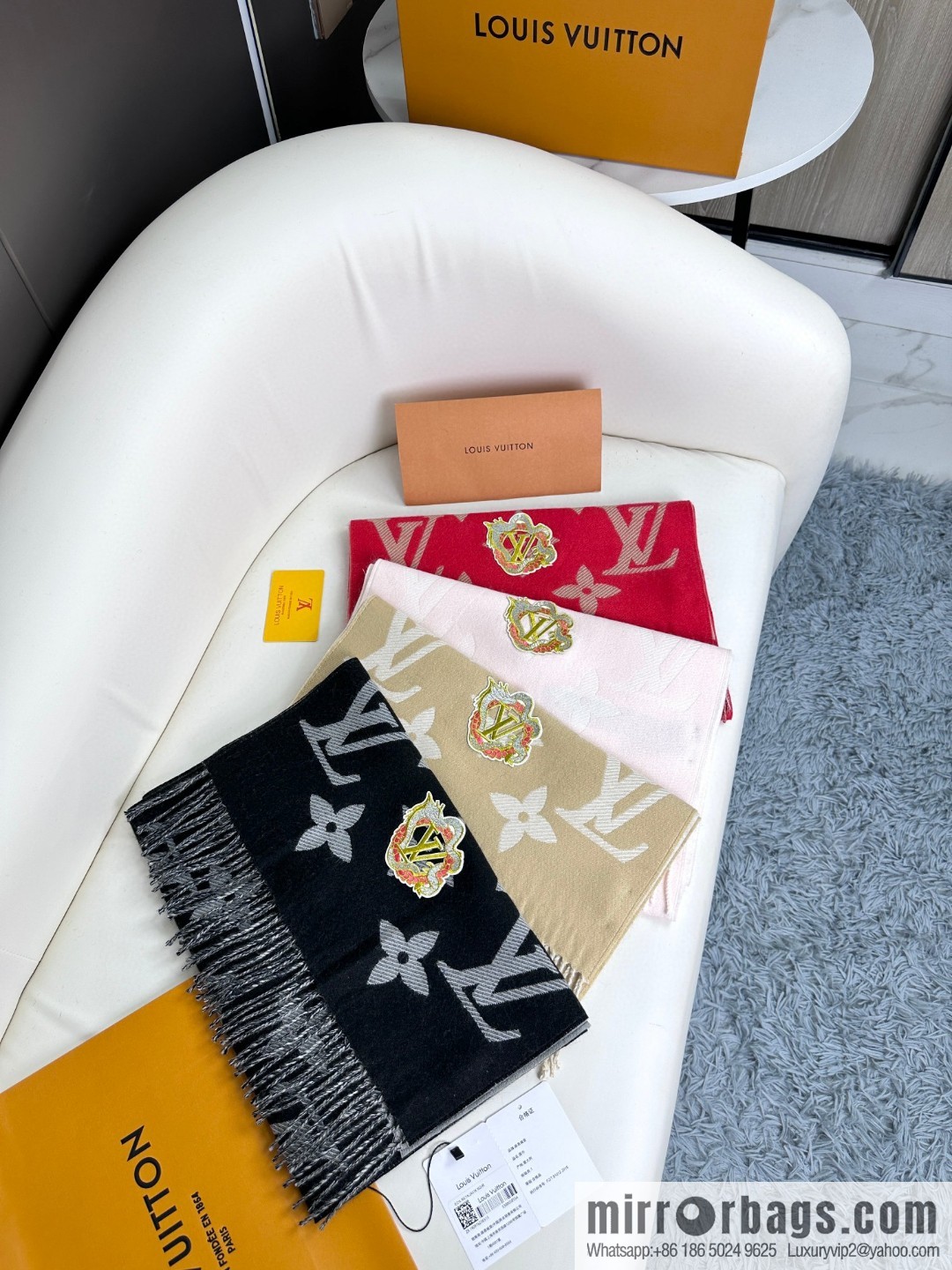 LV Year of the Dragon Limited Edition, Embroidered Labeled Sheep Wool Scarf M79522
