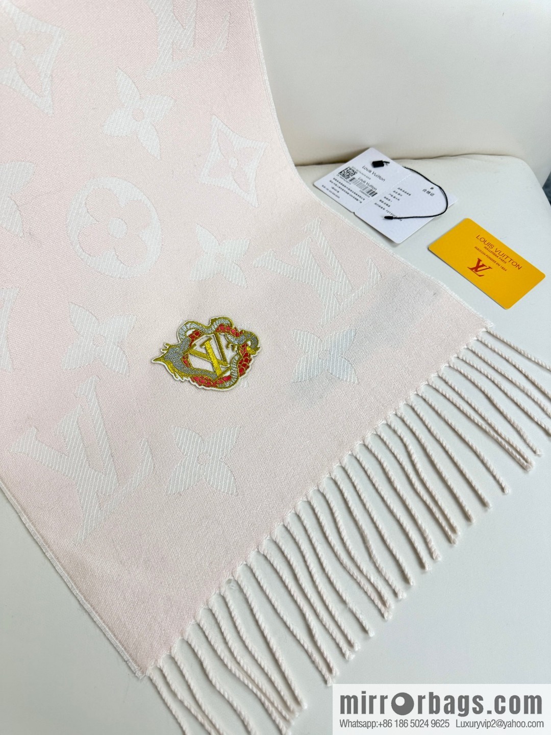LV Year of the Dragon Limited Edition, Embroidered Labeled Sheep Wool Scarf M79522