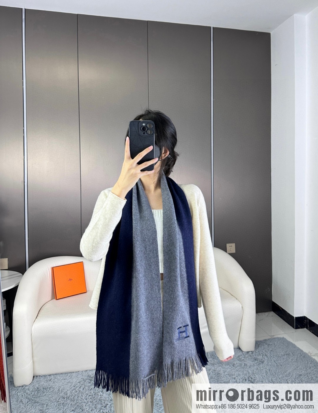 Hermes, high-end cashmere knitted scarf