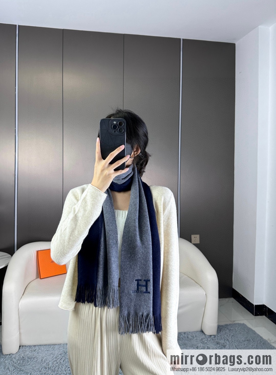 Hermes, high-end cashmere knitted scarf
