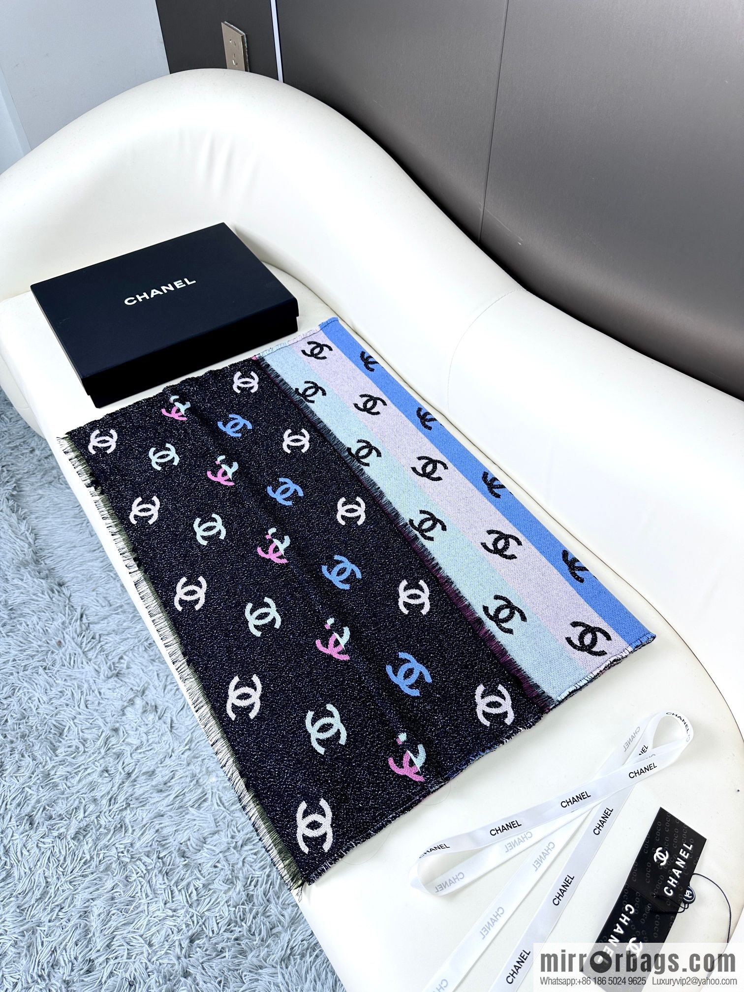 CHANEL 24C color logo scarf