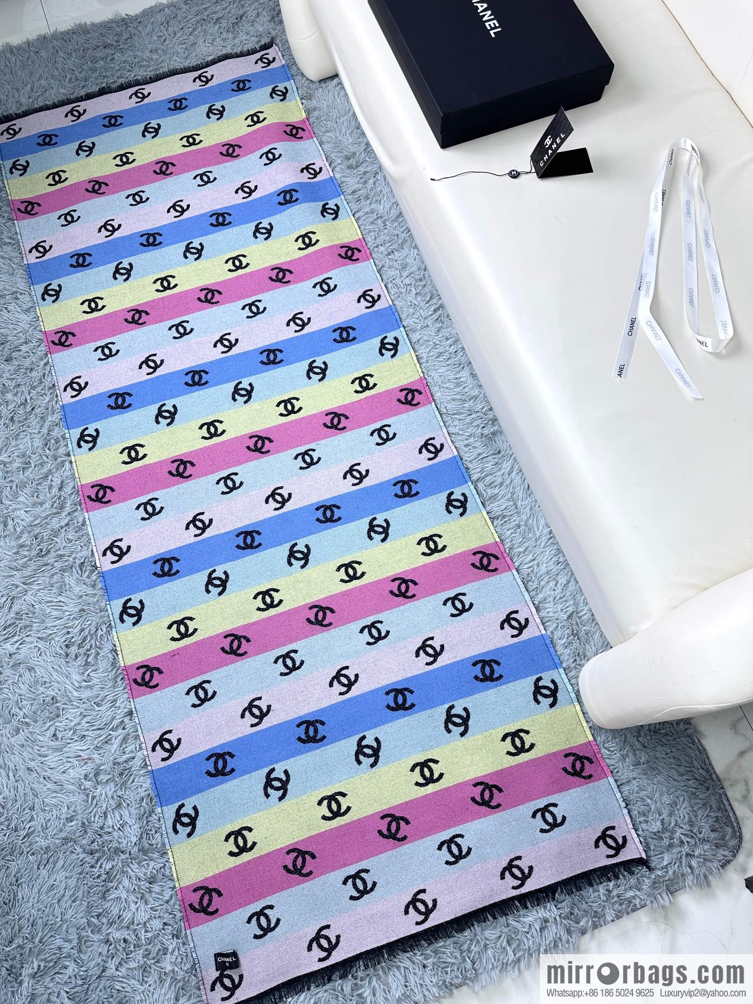 CHANEL 24C color logo scarf