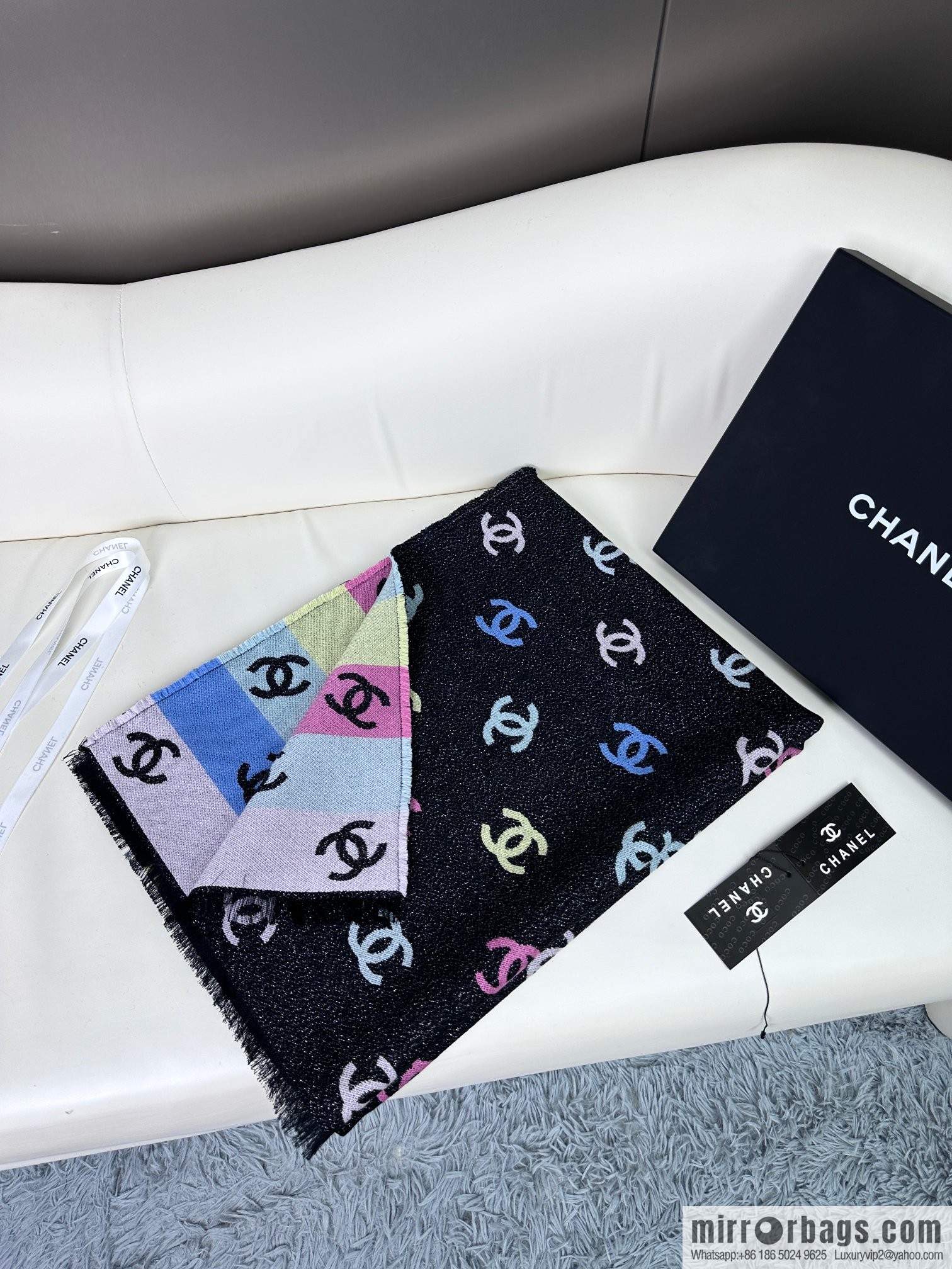 CHANEL 24C color logo scarf