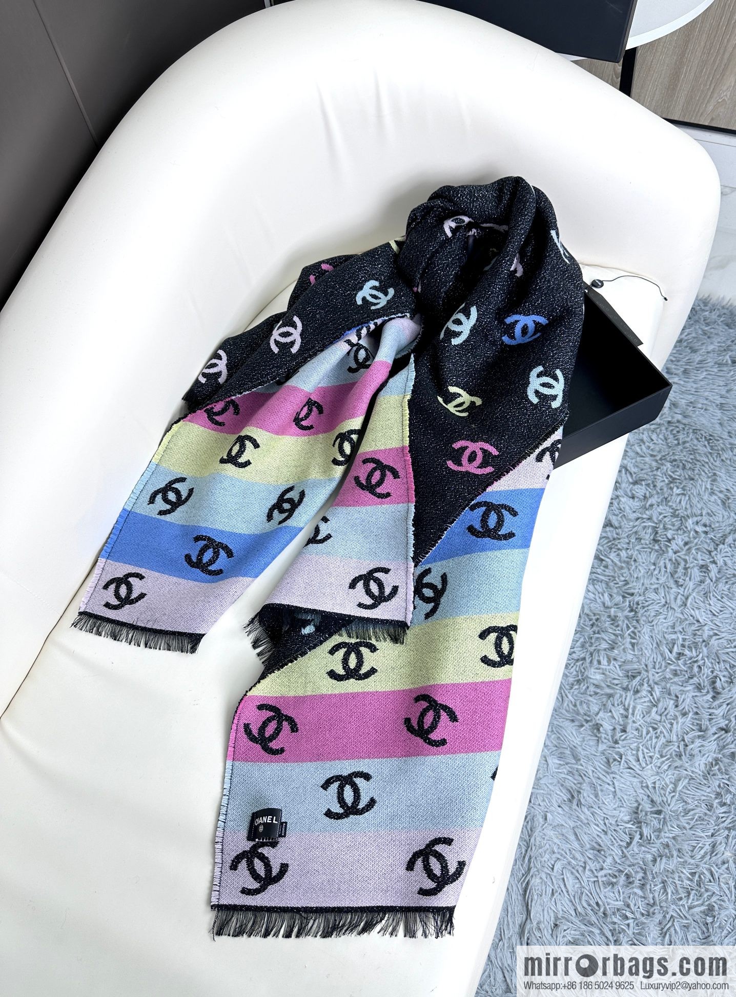 CHANEL 24C color logo scarf