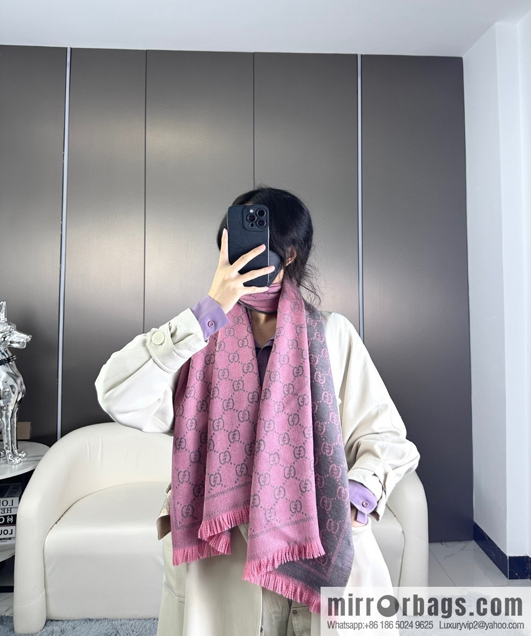 GUCCI double-sided jacquard scarf shawl