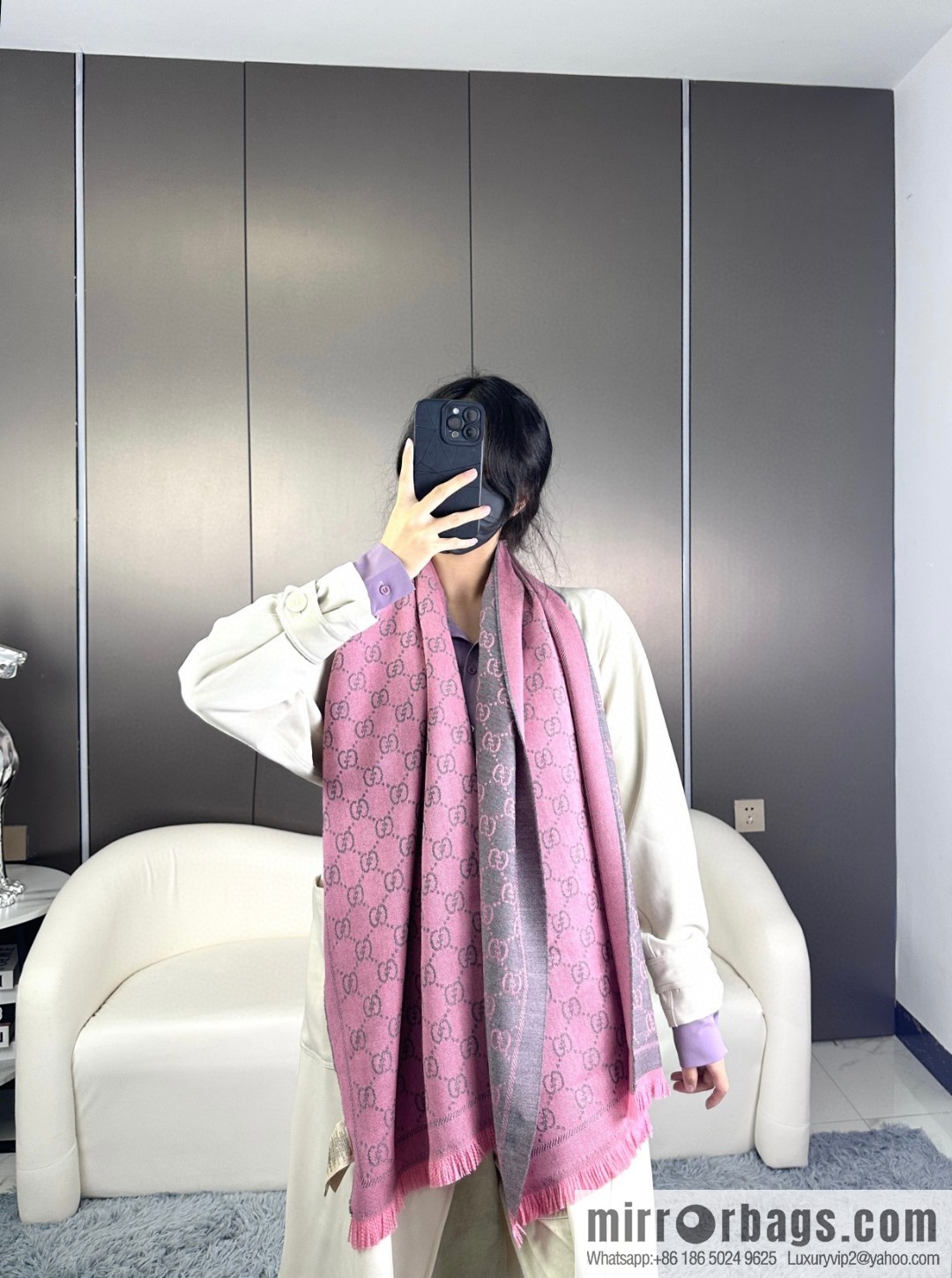 GUCCI double-sided jacquard scarf shawl