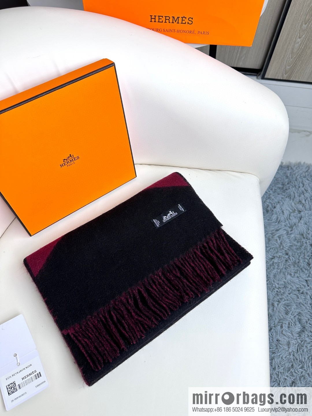 Hermès, long wool scarf