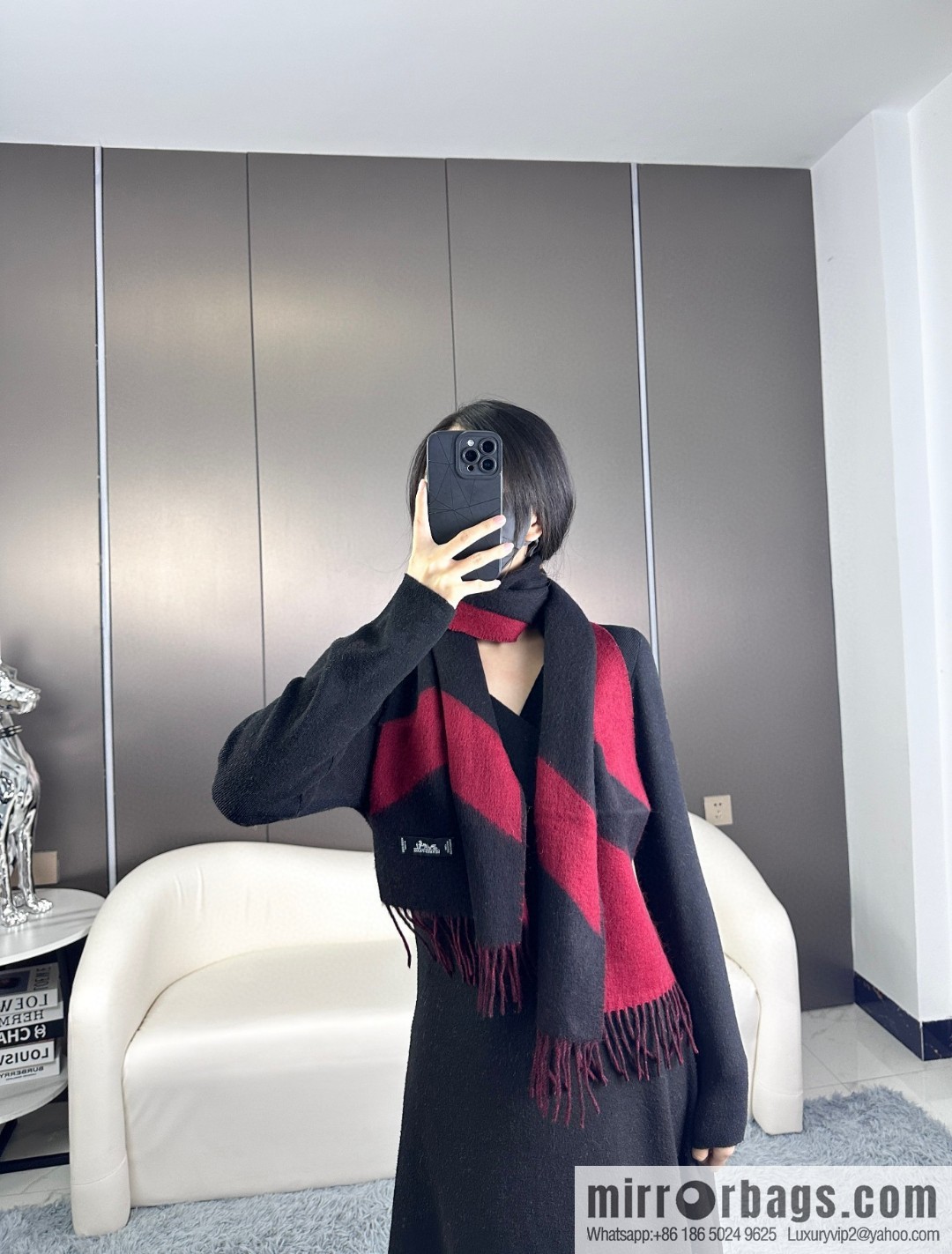 Hermès, long wool scarf