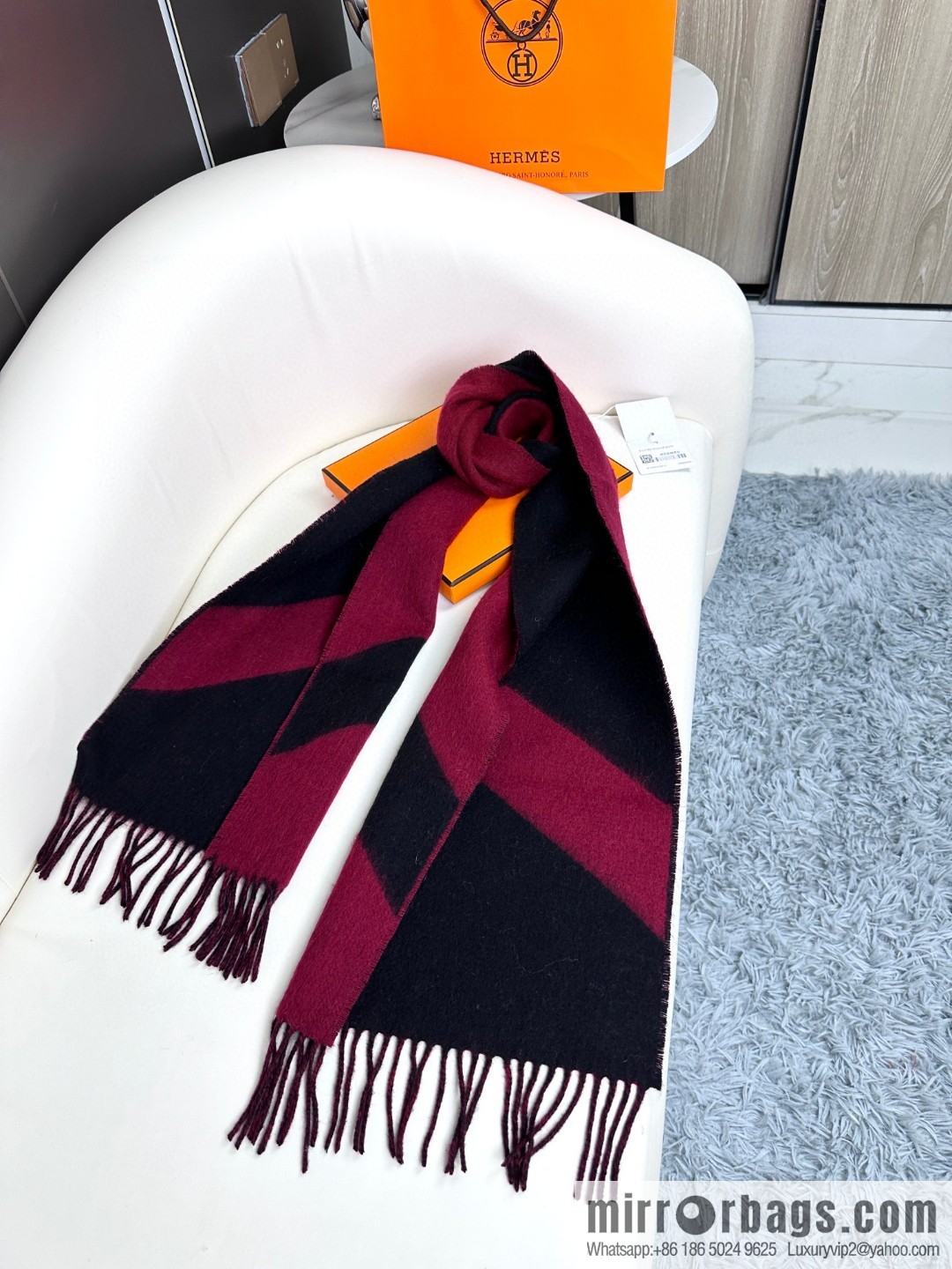 Hermès, long wool scarf