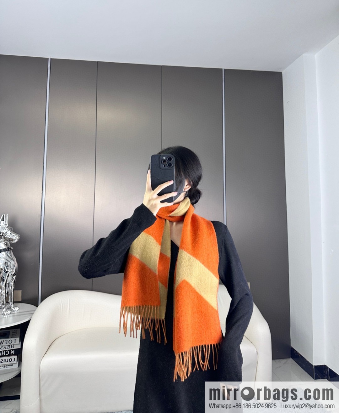 Hermès, long wool scarf