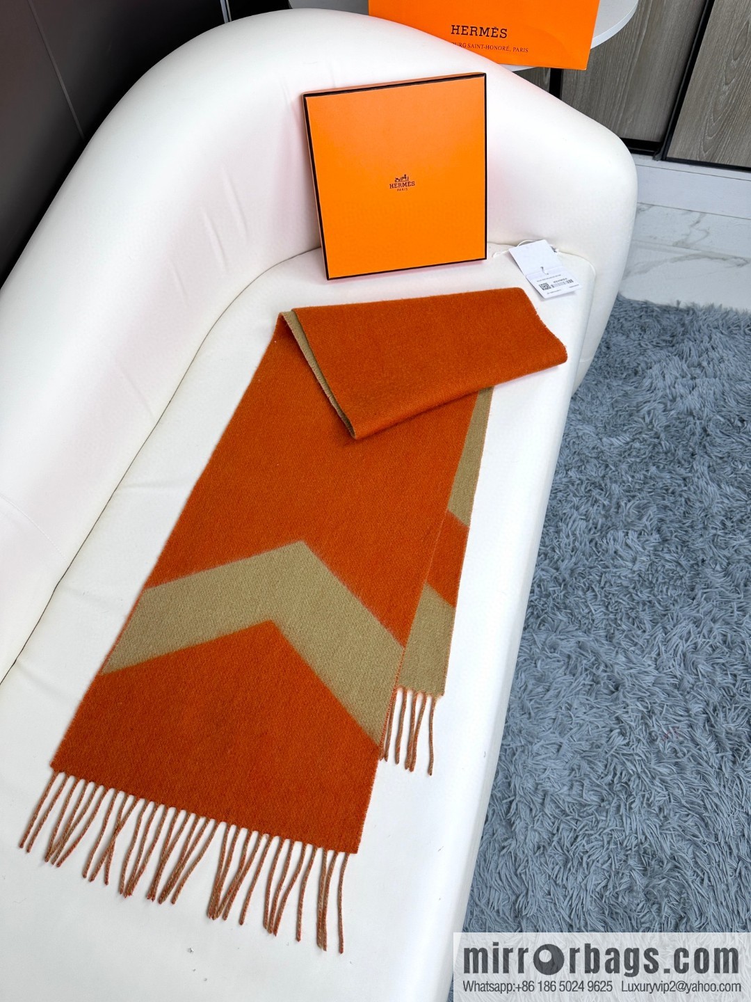 Hermès, long wool scarf