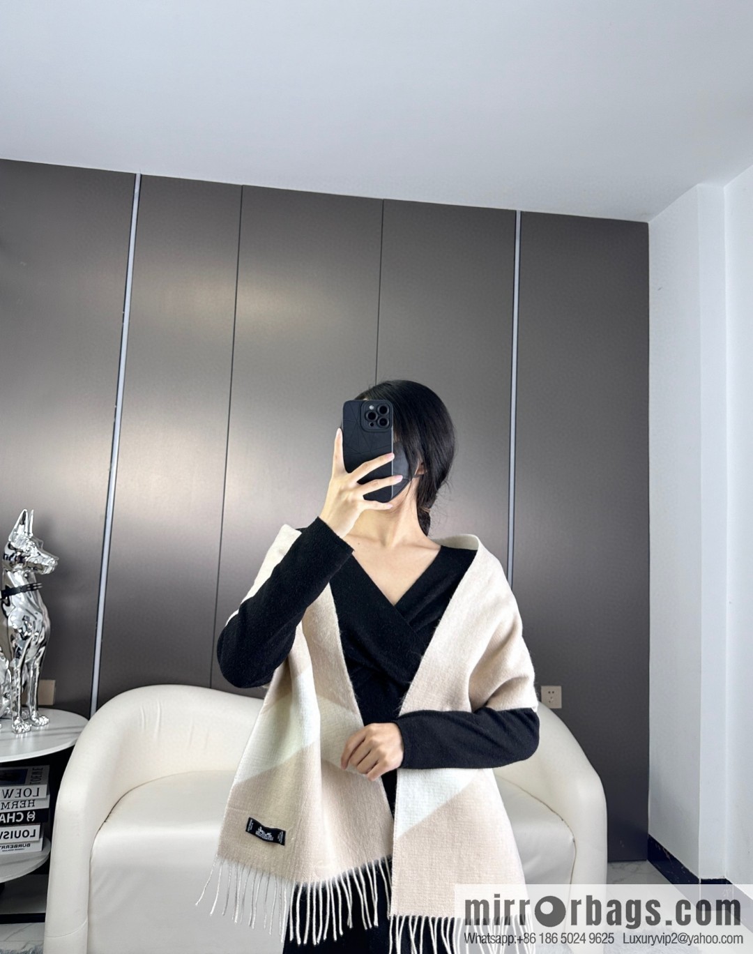 Hermès, long wool scarf