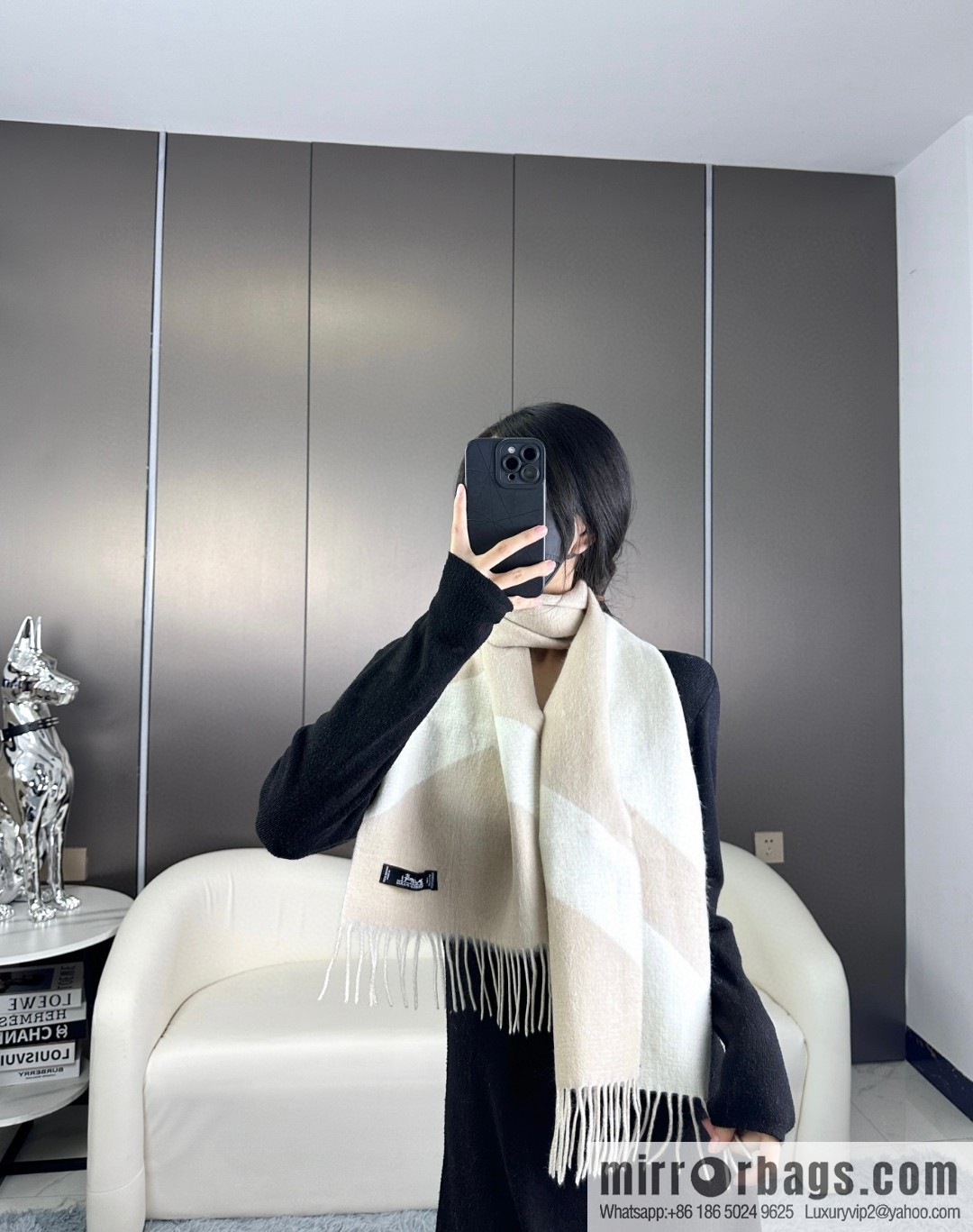 Hermès, long wool scarf