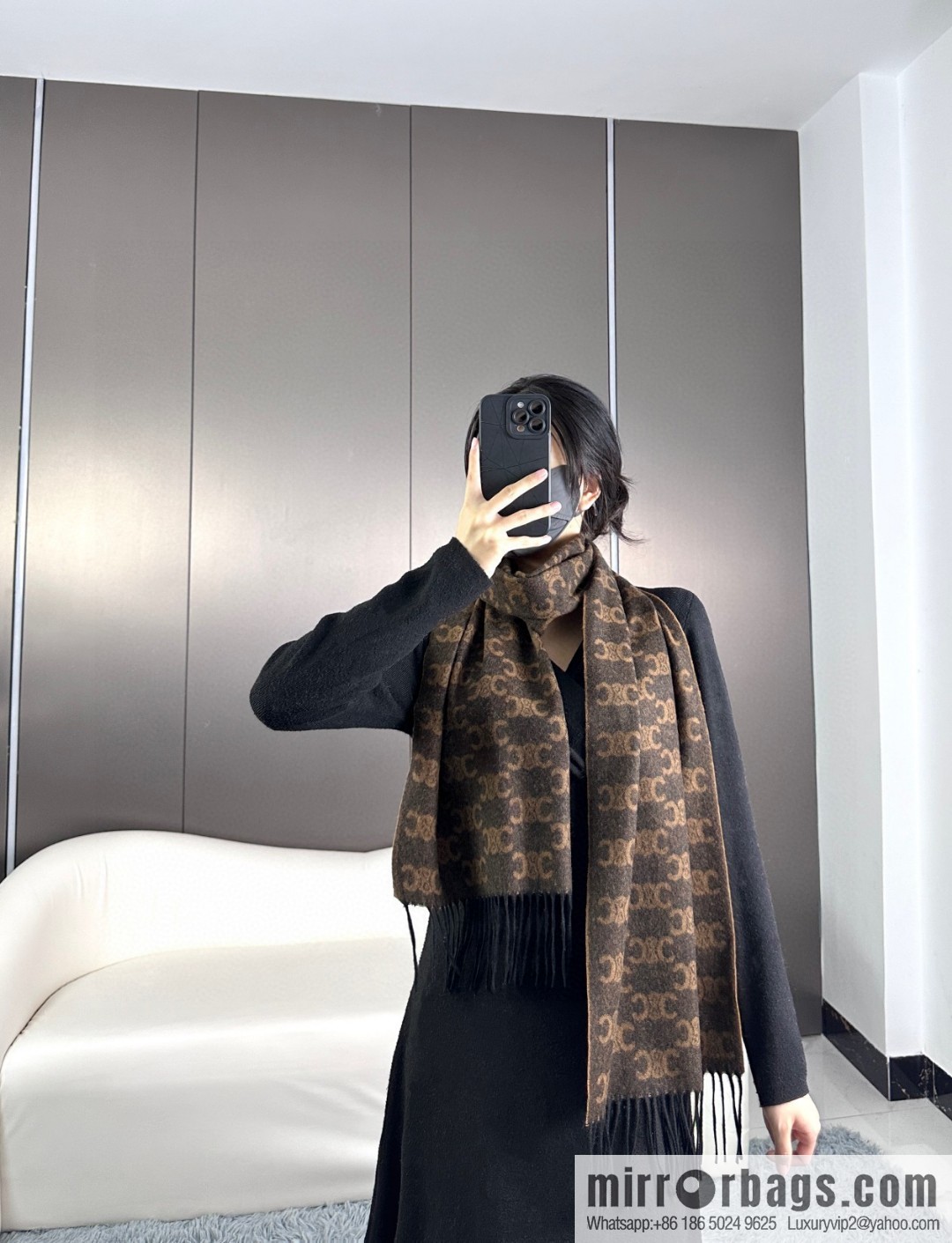 CELINE 2023 new cashmere Arc de Triomphe scarf