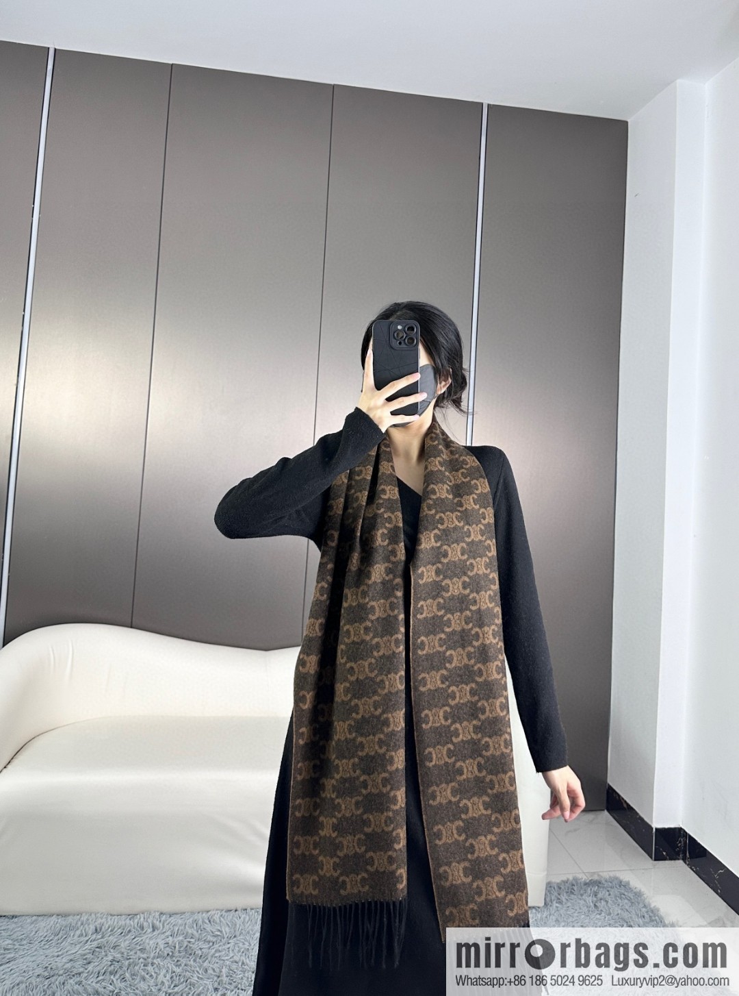 CELINE 2023 new cashmere Arc de Triomphe scarf