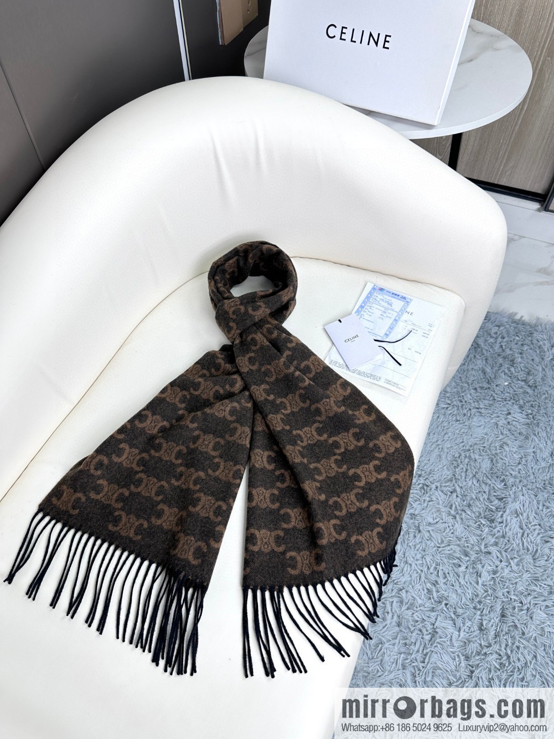 CELINE 2023 new cashmere Arc de Triomphe scarf