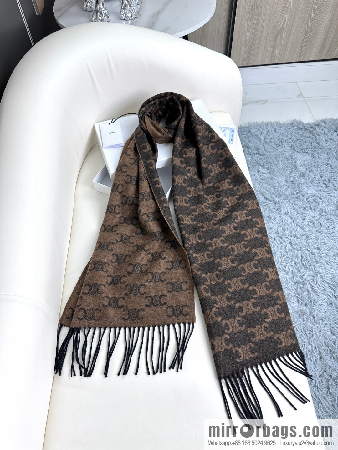 CELINE 2023 new cashmere Arc de Triomphe scarf