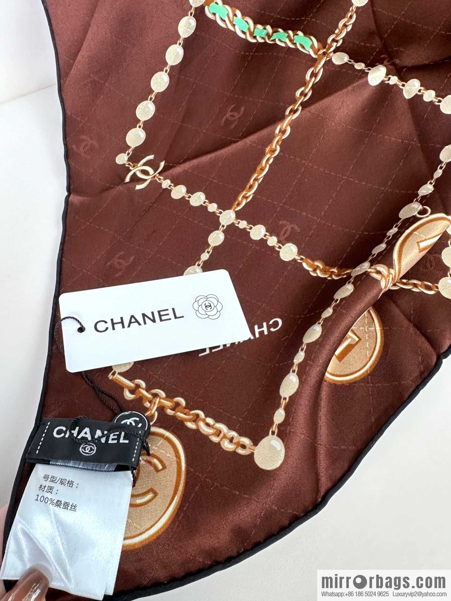 CHANEL Xiaoxiang pearl dark pattern jacquard 90 silk square towel
