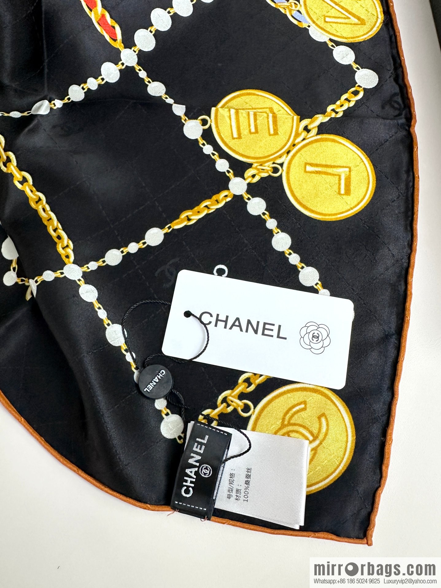 CHANEL Xiaoxiang pearl dark pattern jacquard 90 silk square towel