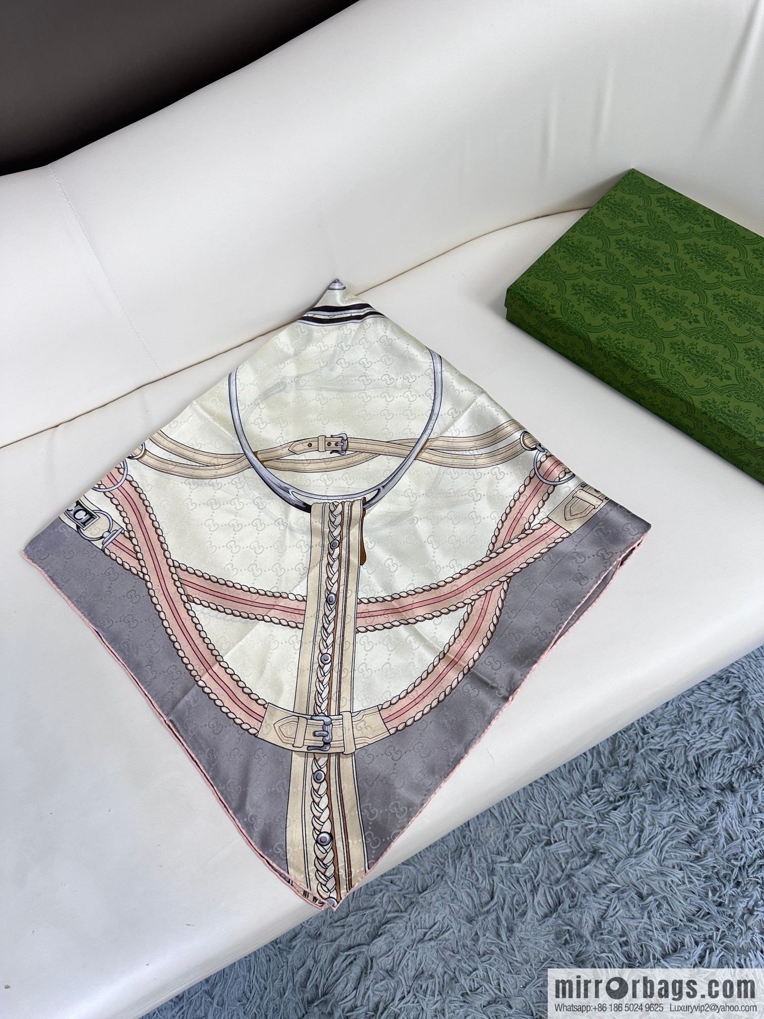 GUCCI dark pattern satin silk towel