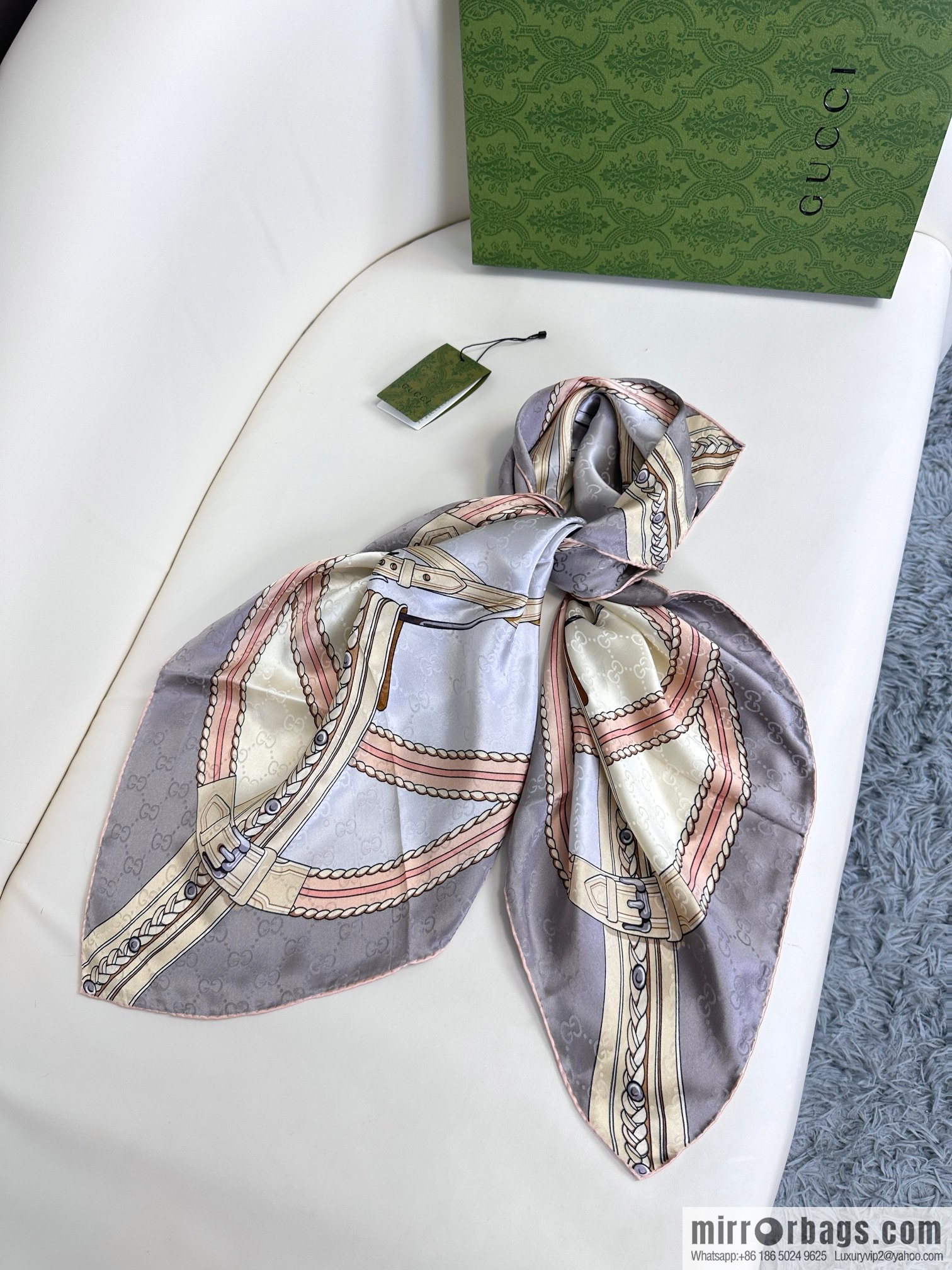 GUCCI dark pattern satin silk towel