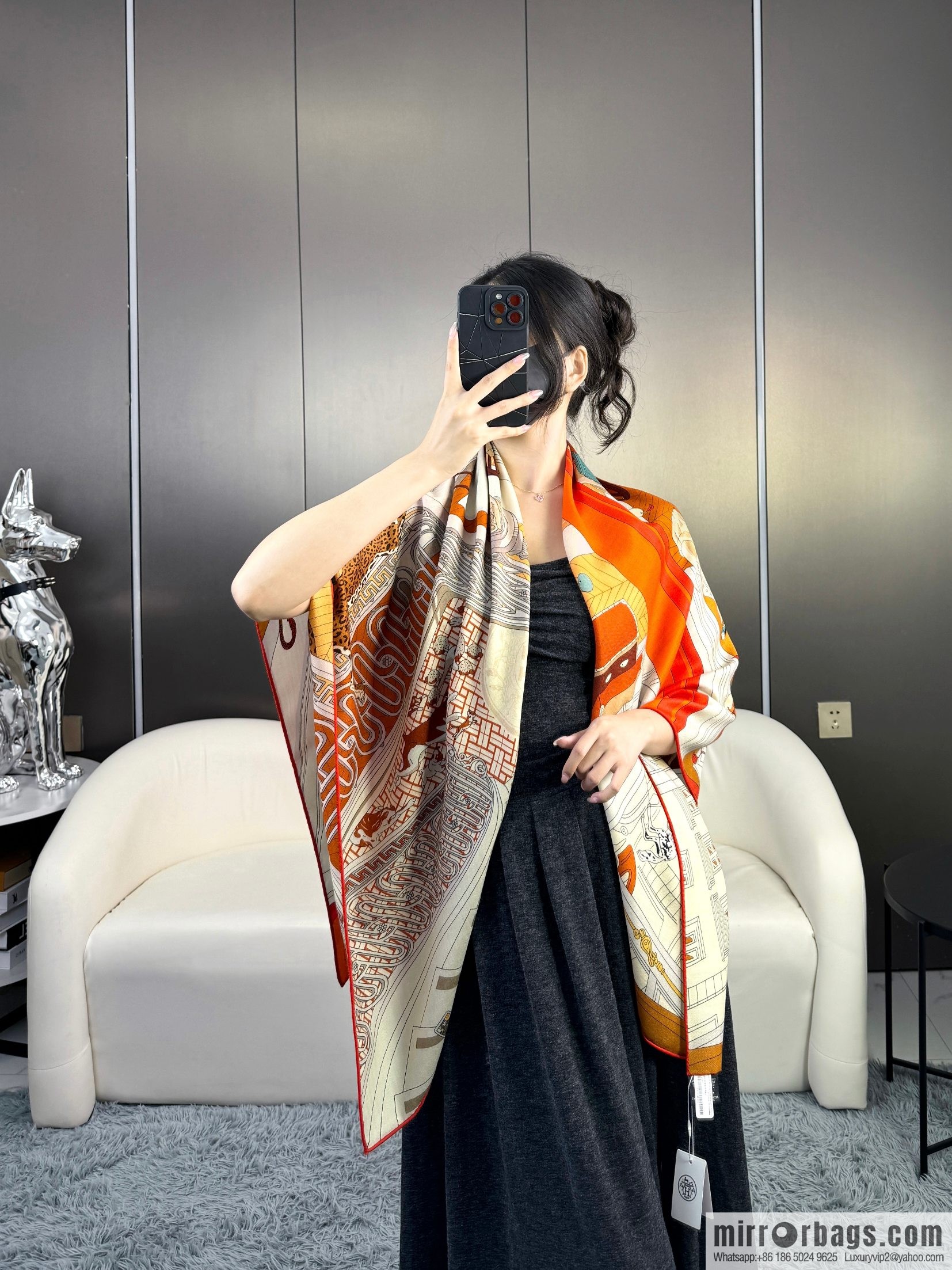 2025 counter synchronization Hermes double-sided same color, top velvet square scarf