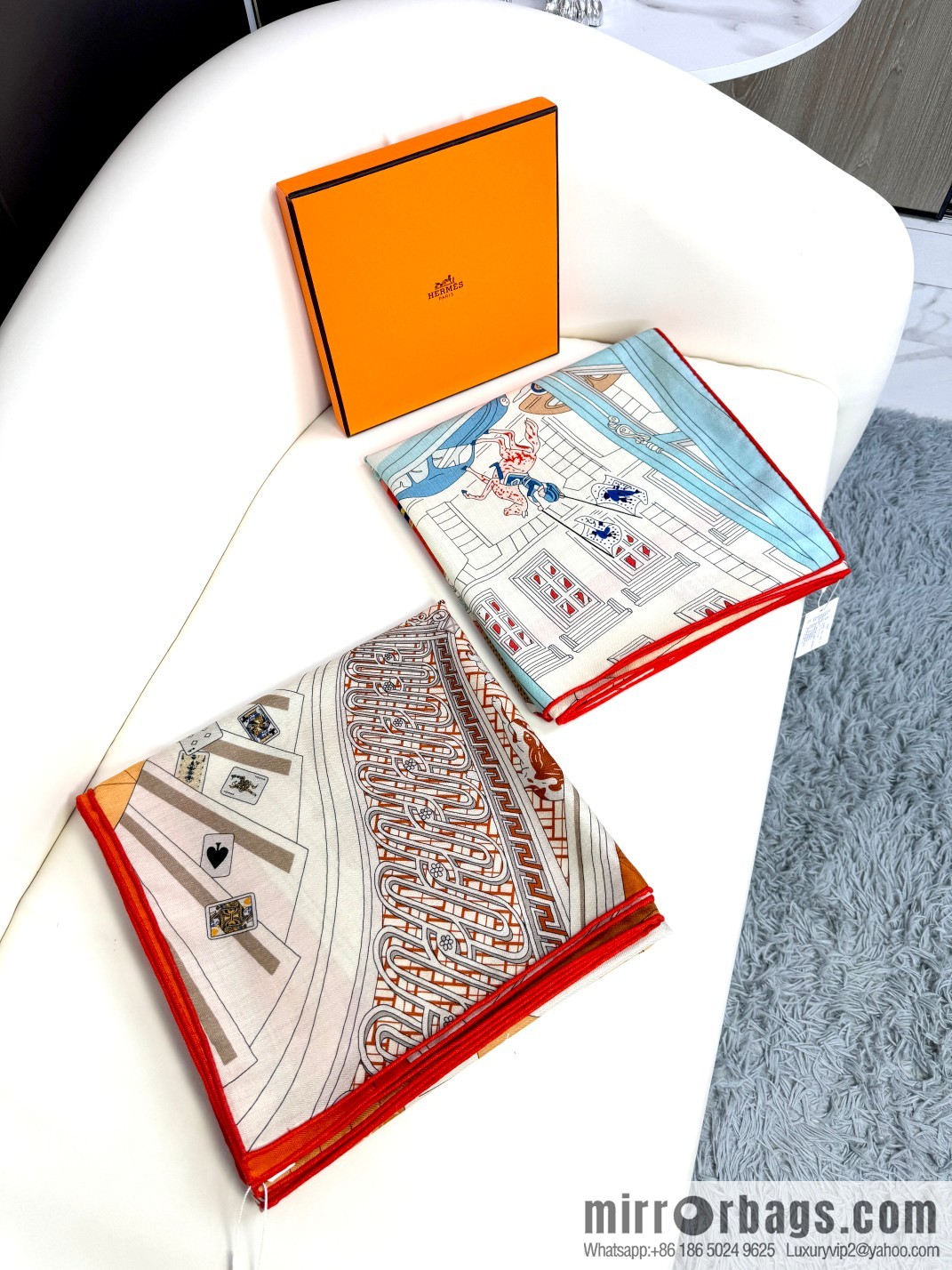 2025 counter synchronization Hermes double-sided same color, top velvet square scarf