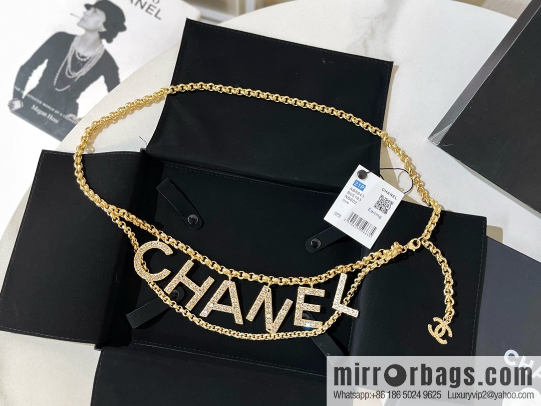 New ☑️ Chanel Double C Full Diamond Letter Belt Waist Chain