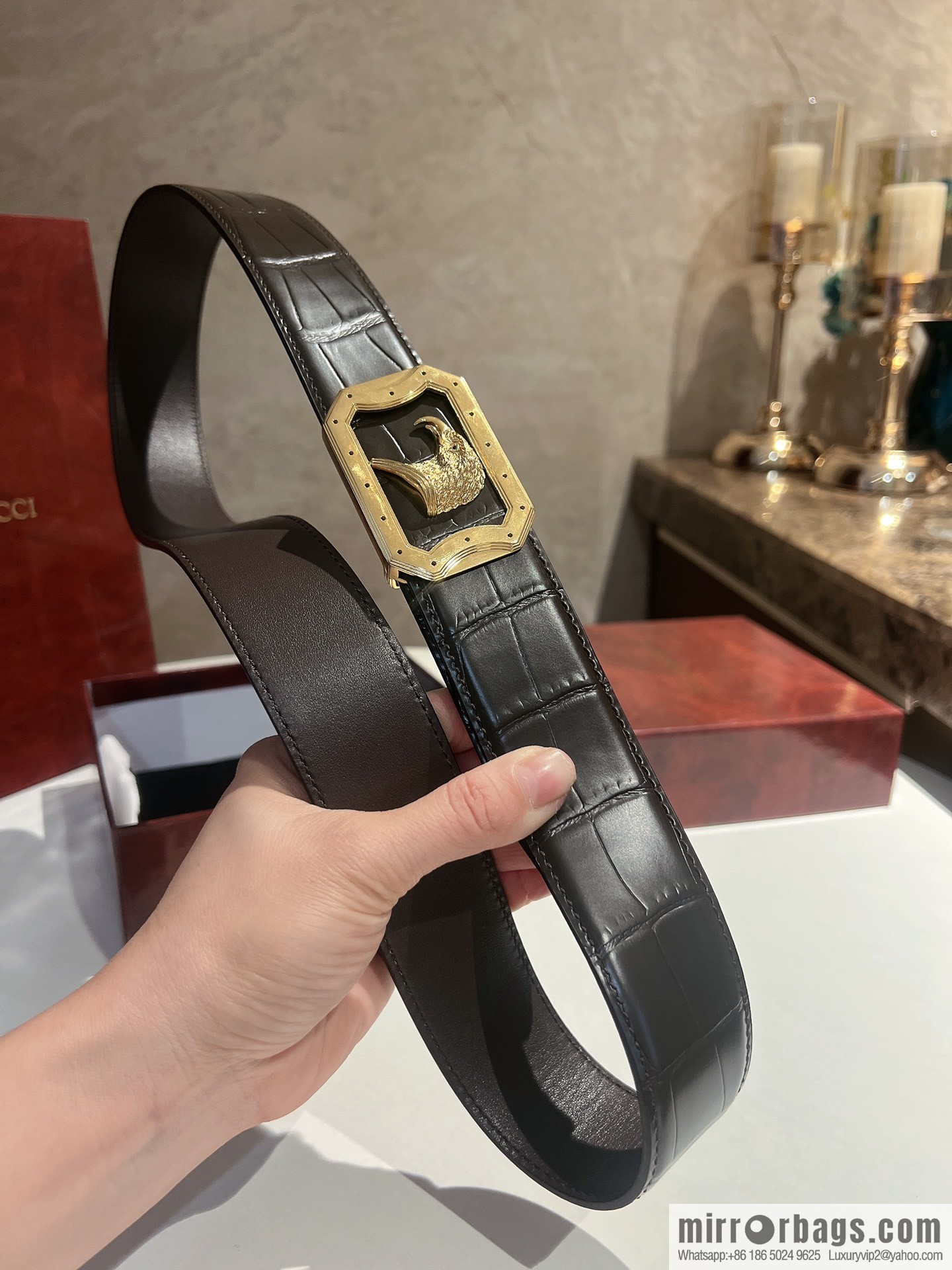 Stefano. Ricci Stephen, stainless steel hand-carved craft eagle head selection cowhide pressed texture belt 3.8cm
