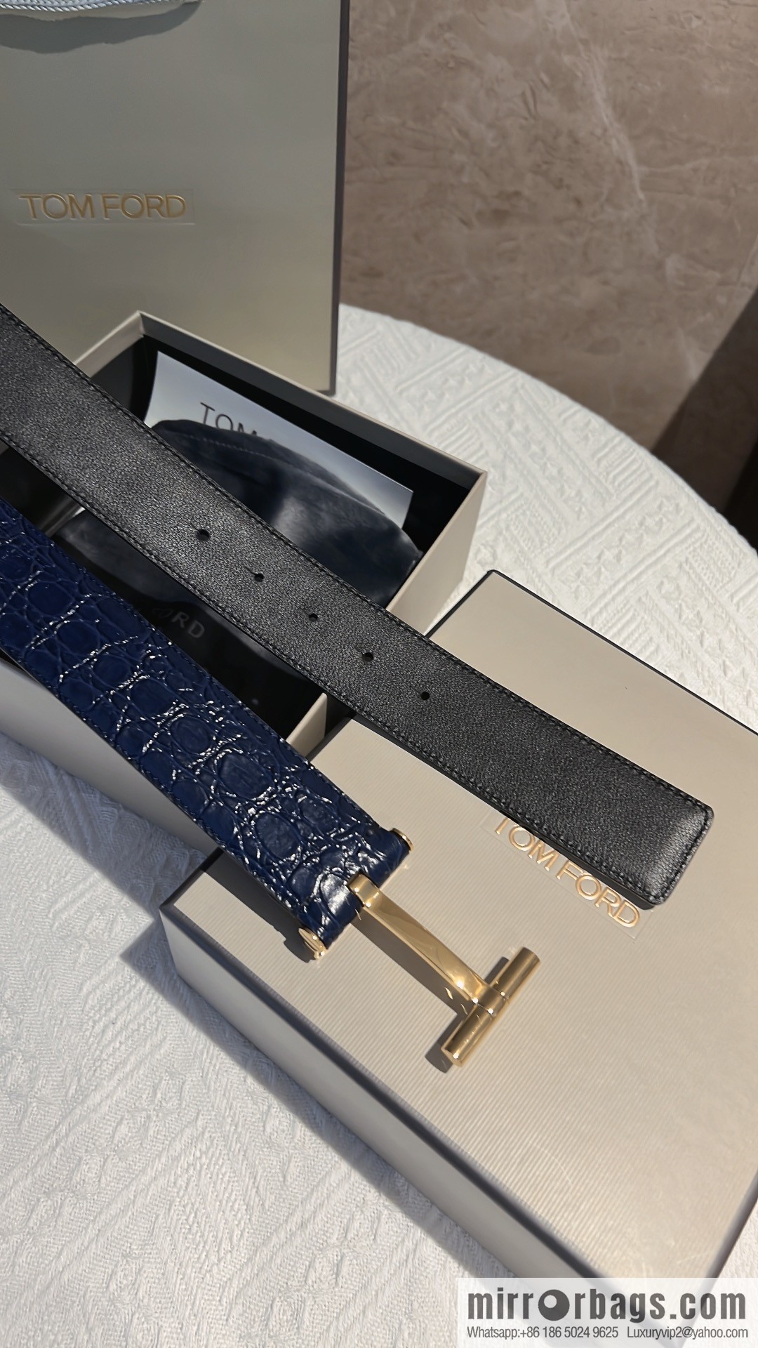 TOMFORD Tom Ford, Men's T-Buckle Double-Sided Belt 4.0cm