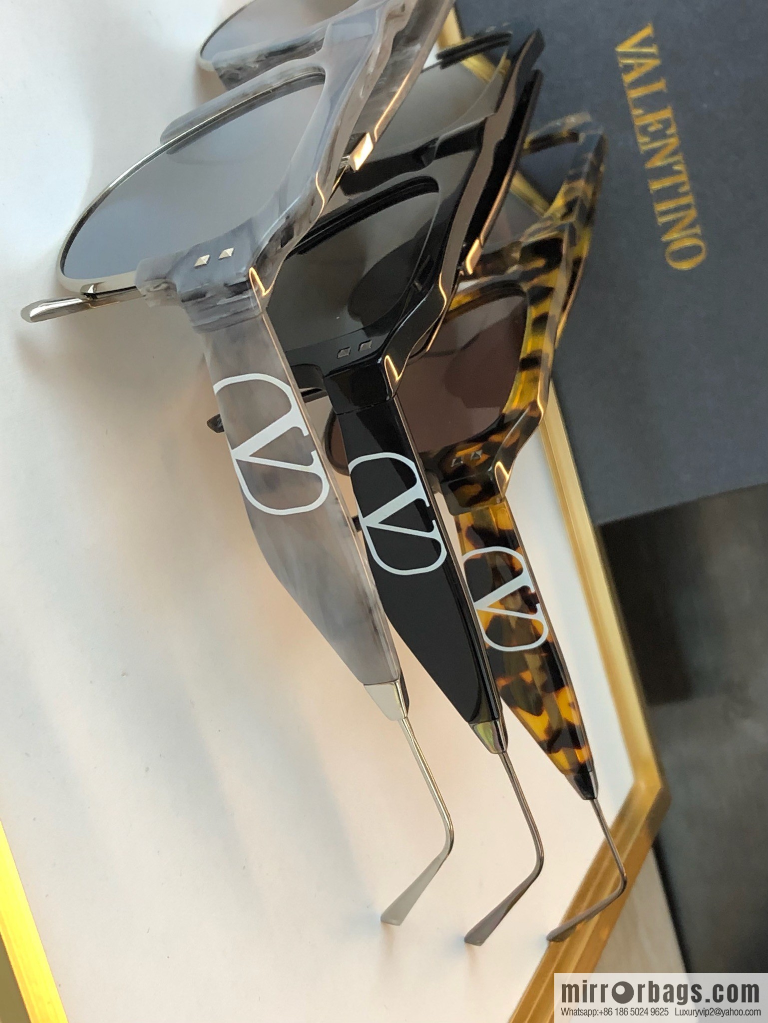 Valentino Metal Rivet Trim Ladies Sunglasses