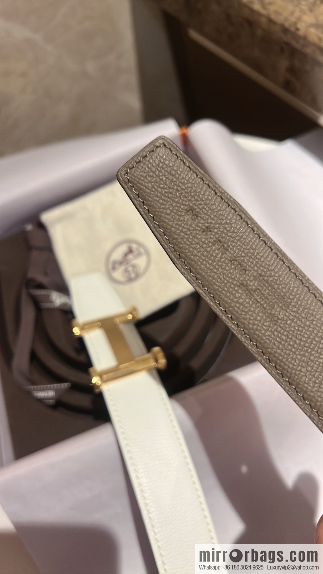 Hermès HERMES Agora Belt Buckle & Double Sided Leather Belt 32mm