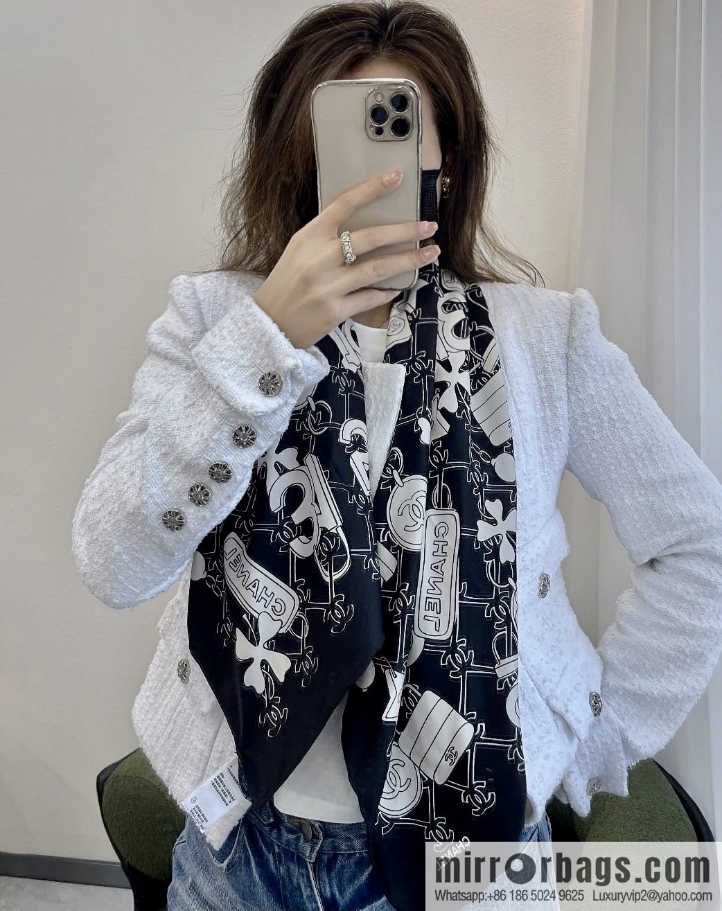 Chanel spring and summer new 100% silk scarf